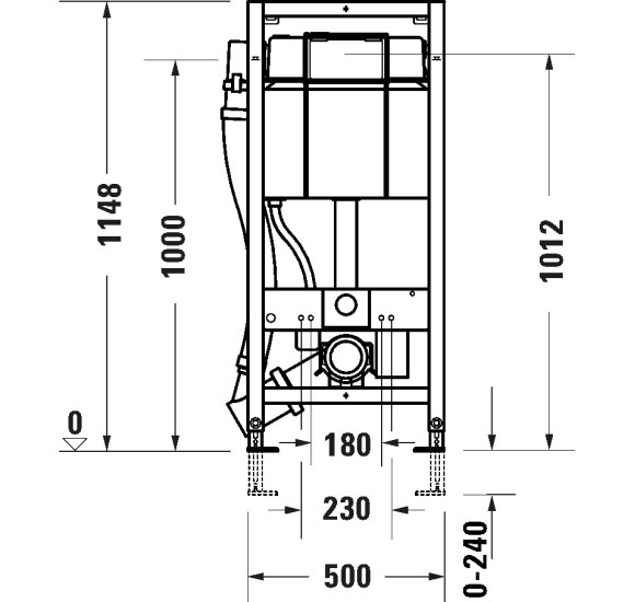 Duravit DuraSystem WC potinkinis rėmas su kvapo ištraukimu, 1148x500x155 mm