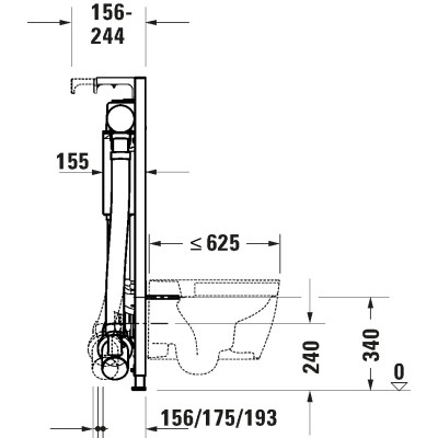 Duravit DuraSystem WC potinkinis rėmas su kvapo ištraukimu, 1148x500x155 mm