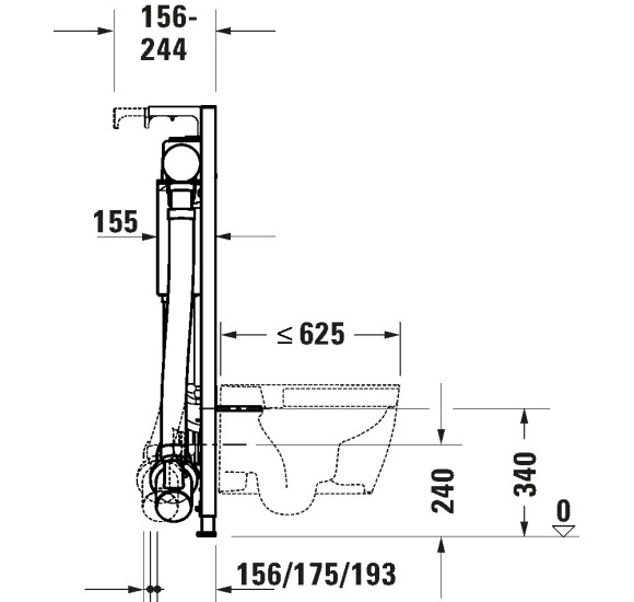 Duravit DuraSystem WC potinkinis rėmas su kvapo ištraukimu, 1148x500x155 mm