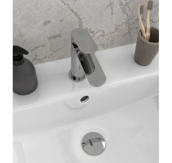 Ideal Standard CeraLife O H100 maišytuvas praustuvui su „click-clack“ dugno vožtuvu, chromo spalvos