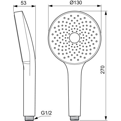 Ideal Standard SOLOS rankinis dušelis, 130 mm, 1 funkcijos, chromo spalvos