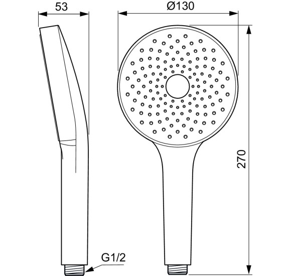 Ideal Standard SOLOS rankinis dušelis, 130 mm, 1 funkcijos, chromo spalvos