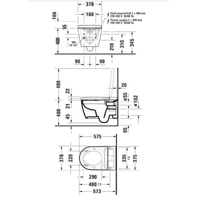 Duravit Sensowash® Starck f Plus Set išmanaus klozeto komplektas, baltos blizgios spalvos
