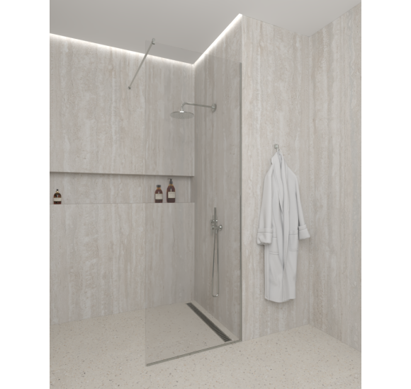 IŠPARDAVIMAS. Brasta Glass dušo sienelė (kampinis laikiklis) 750x2000mm, skaidrus 6mm stiklas