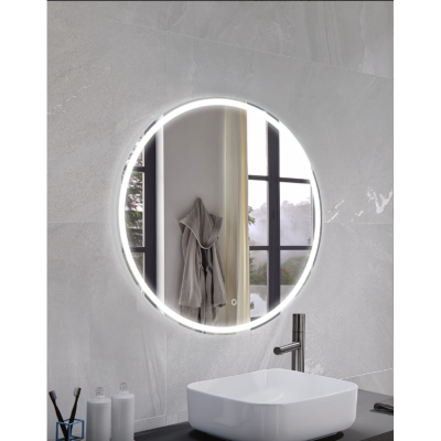 FOCCO LED apvalus veidrodis, 80 cm skersmuo, priekinis apšvietimas 3000-5700K, šildomas kilimėlis, dimeriavimas