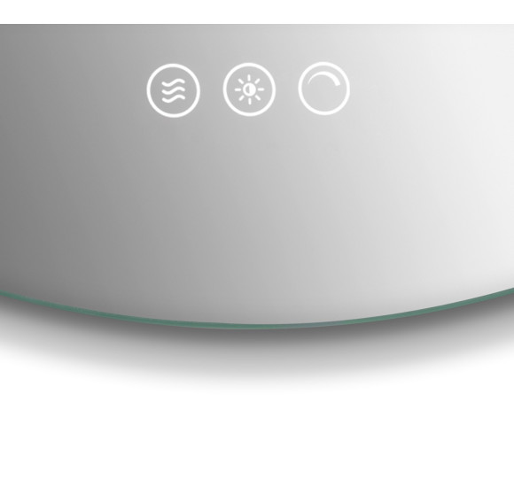 FOCCO LED apvalus veidrodis, 80 cm skersmuo, priekinis apšvietimas 3000-5700K, šildomas kilimėlis, dimeriavimas