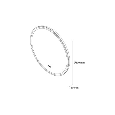 FOCCO LED apvalus veidrodis, 80 cm skersmuo, priekinis apšvietimas 3000-5700K, šildomas kilimėlis, dimeriavimas