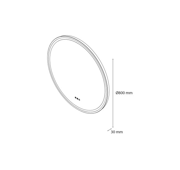 FOCCO LED apvalus veidrodis, 80 cm skersmuo, priekinis apšvietimas 3000-5700K, šildomas kilimėlis, dimeriavimas