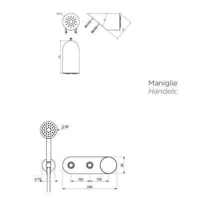 QD MagistroLab ETERNAL progresyvinė,potinkinė dušo sistema su marmuro rankenėle