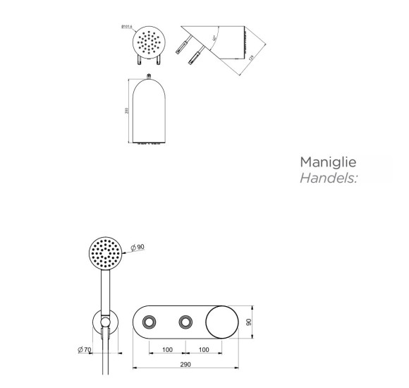 QD MagistroLab ETERNAL progresyvinė,potinkinė dušo sistema su marmuro rankenėle