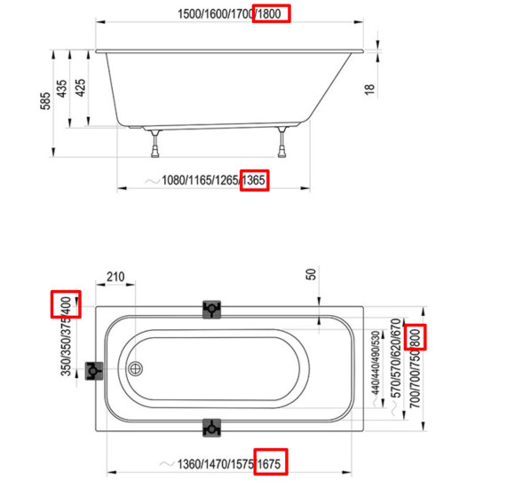 Ravak Chrome Slim, stačiakampė vonia 180x80cm (CE21300000)