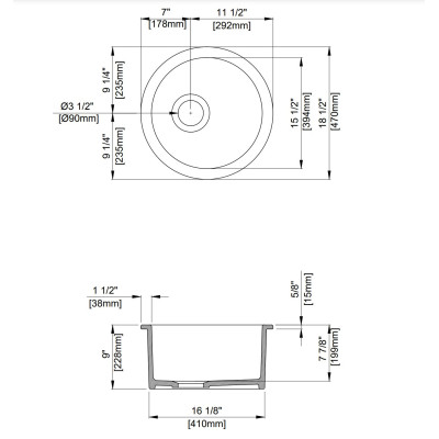 IŠPARDAVIMAS. Bocchi Sotto keramikinė virtuvinė plautuvė 50cm, montuojama iš apačios, pilka
