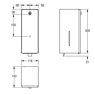 KWC Rodan muilo dozatorius iš nerūdijančio plieno, 800ml talpos, matinis