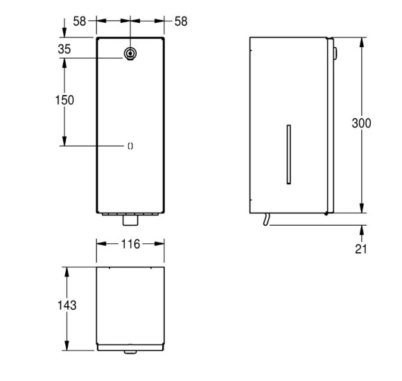KWC Rodan muilo dozatorius iš nerūdijančio plieno, 800ml talpos, matinis