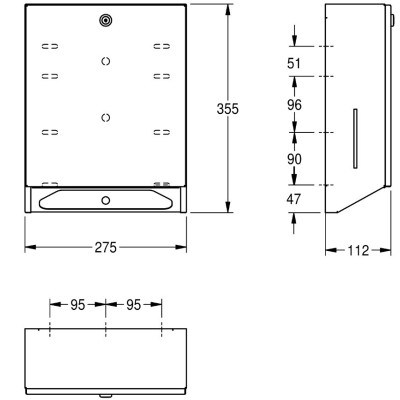 KWC Rodan rankšluostinio popieriaus laikiklis-dozatorius, iš nerūdijančio plieno, 300-400vnt. talpa, matinis