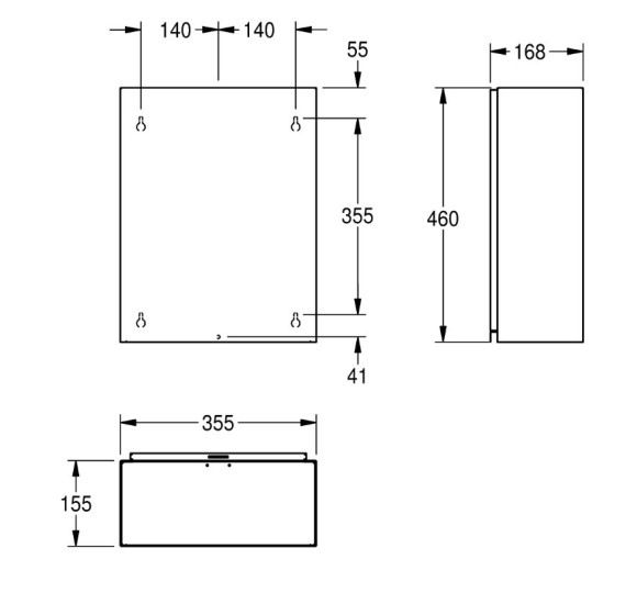 KWC Rodan pakabinama šiukšliadėžė iš nerūdijančio plieno, 23l talpos, 355x460x168mm, matinė