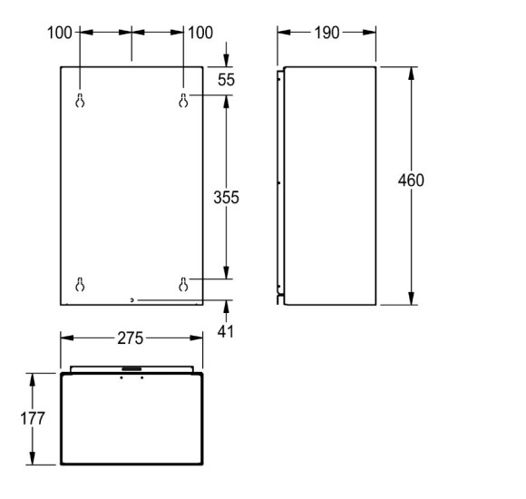 KWC Rodan pakabinama šiukšliadėžė iš nerūdijančio plieno, 18l talpos, 275x460x177, matinė