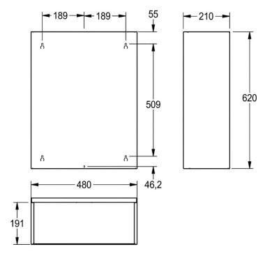 KWC Rodan pakabinama šiukšliadėžė iš nerūdijančio plieno, 60l talpos, 480x620x210mm, matinė