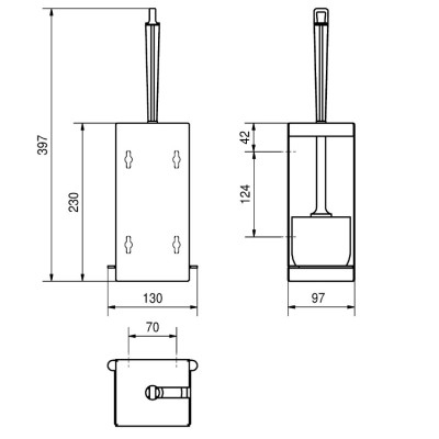 KWC Rodan WC šepečio komplektas iš nerūdijančio plieno, matinis
