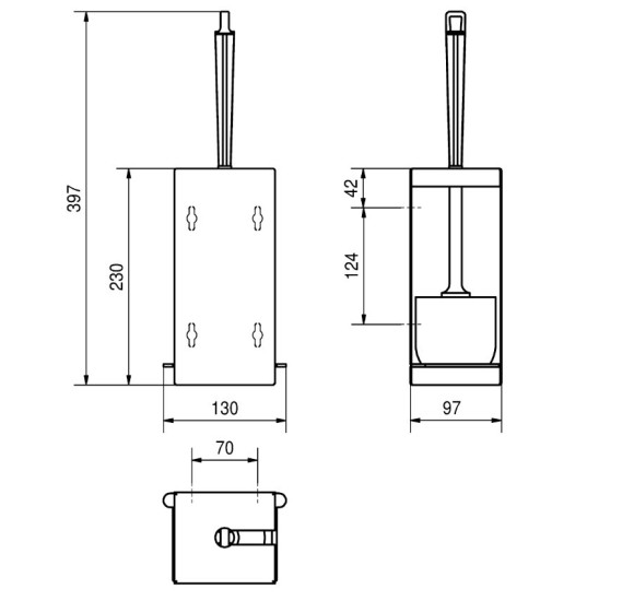KWC Rodan WC šepečio komplektas iš nerūdijančio plieno, matinis