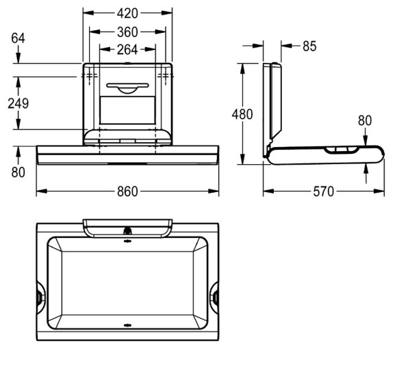 KWC Cambrino horizontalus, atlenkiamas vystymo stalas