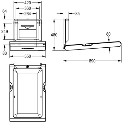 KWC Cambrino vertikalus, atlenkiamas vystymo stalas