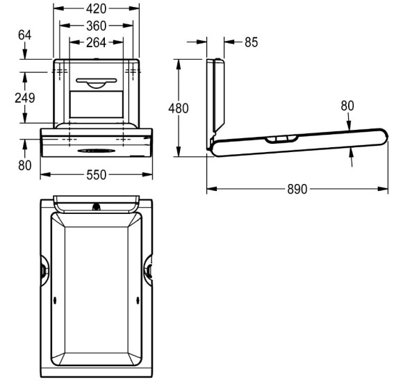 KWC Cambrino vertikalus, atlenkiamas vystymo stalas
