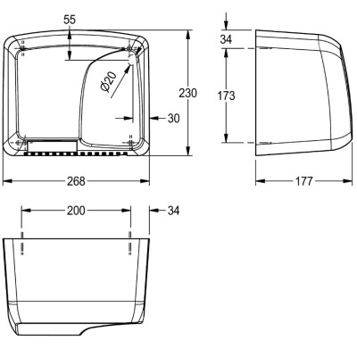 KWC elektroninis rankų džiovintuvas, 1800W, baltos spalvos