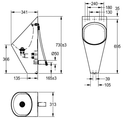 KWC Campus nerūdijančio plieno pisuaras