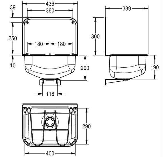 KWC Sirius atliekų (ūkinė) plautuvė, nerūdijančio plieno su grotelėmis