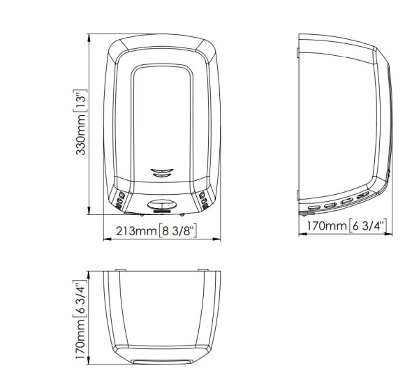 Mediclinics „Machflow® Plus“ jutikliu valdomas rankų džiovintuvas, juodos matinės spalvos