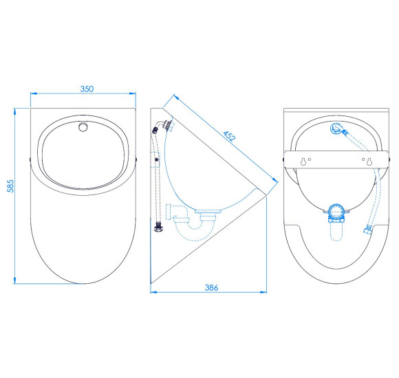 Mediclinics pakabinamas nerūdijančio plieno pisuaras, SNU128CS