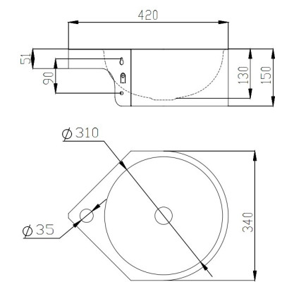 Mediclinics ant sienos montuojamas, nerūdijančio plieno praustuvas, SNLM62CS