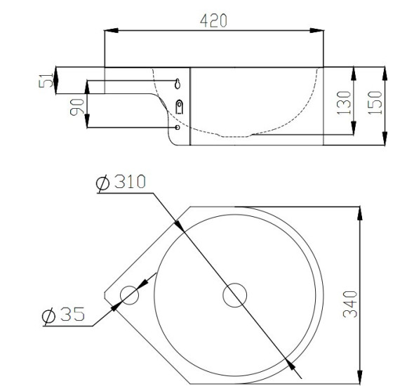 Mediclinics ant sienos montuojamas, nerūdijančio plieno praustuvas, SNLM62CS