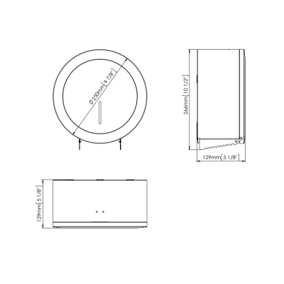 Mediclinics sieninis apvalus tualetinio popieriaus dozatorius, 230 mm ilgio ritinėliams, pasirinkite spalvą