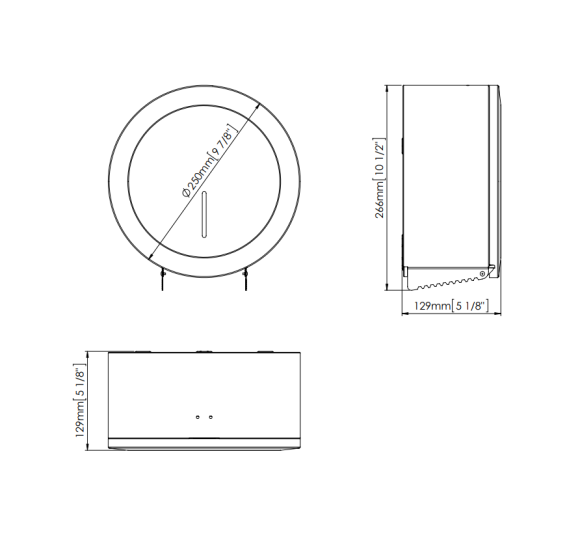 Mediclinics sieninis apvalus tualetinio popieriaus dozatorius, 230 mm ilgio ritinėliams, pasirinkite spalvą