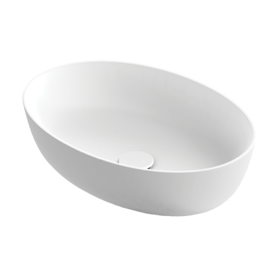 Balteco NEO E Xonyx akmens masės pastatomas praustuvas, 54x38x14cm, baltos matinės spalvos, dugno vožtuvas komplekte