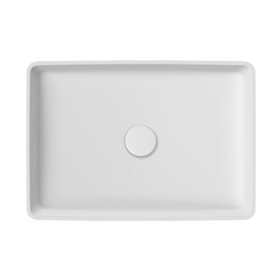 Balteco NEO Q Xonyx akmens masės pastatomas praustuvas, 50x35x13cm, baltos matinės spalvos, dugno vožtuvas komplekte