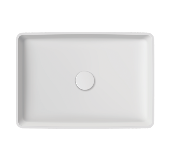 Balteco NEO Q Xonyx akmens masės pastatomas praustuvas, 50x35x13cm, baltos matinės spalvos, dugno vožtuvas komplekte