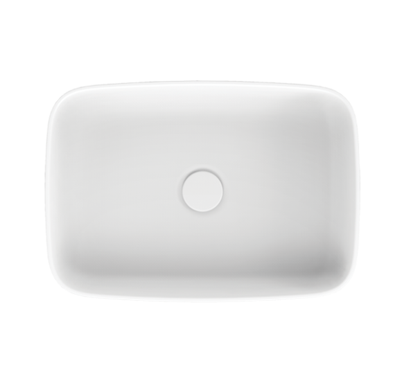 Balteco NEO R Xonyx akmens masės pastatomas praustuvas, 54x38x14cm, baltas matinis, dugno vožtuvas komplekte