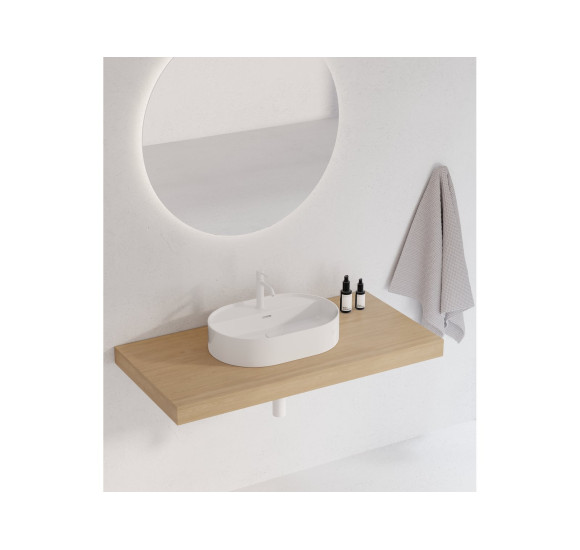 Ravak keraminis praustuvas Ceramic Slim O Shelf, su anga perpildymui, baltos blizgios spalvos