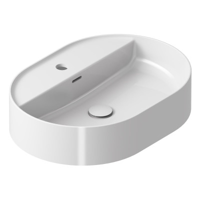 Ravak keraminis praustuvas Ceramic Slim O Shelf, su anga perpildymui, baltos blizgios spalvos