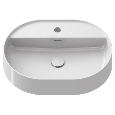 Ravak keraminis praustuvas Ceramic Slim O Shelf, su anga perpildymui, baltos blizgios spalvos