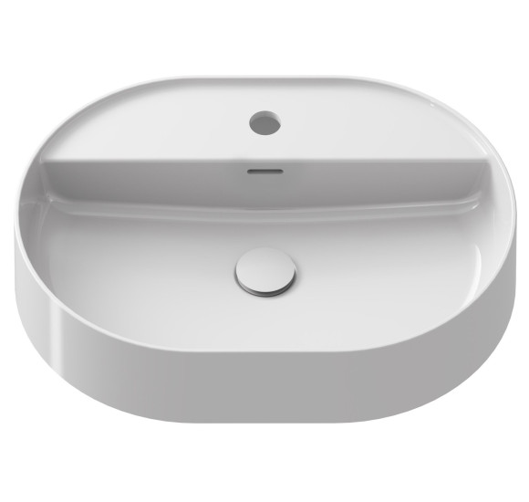 Ravak keraminis praustuvas Ceramic Slim O Shelf, su anga perpildymui, baltos blizgios spalvos