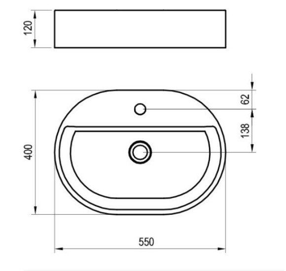 Ravak keraminis praustuvas Ceramic Slim O Shelf, su anga perpildymui, baltos blizgios spalvos