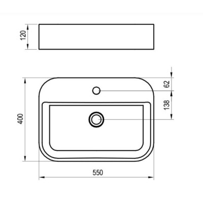 Ravak keraminis praustuvas Ceramic Slim R Shelf, su anga perpildymui