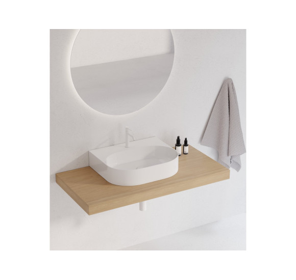 Ravak keraminis praustuvas Ceramic Slim O Wall, su anga perpildymui, baltos blizgios spalvos