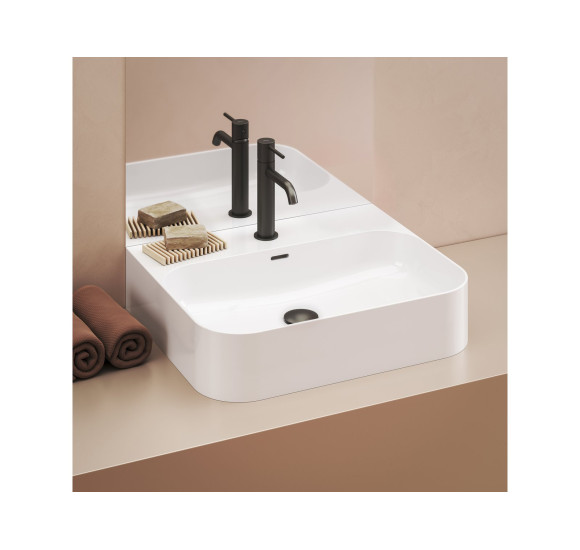 Ravak keraminis praustuvas Ceramic Slim R Wall, su anga perpildymui, baltos blizgios spalvos