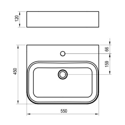 Ravak keraminis praustuvas Ceramic Slim R Wall, su anga perpildymui, baltos blizgios spalvos