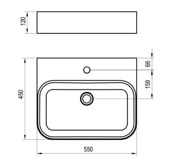 Ravak keraminis praustuvas Ceramic Slim R Wall, su anga perpildymui, baltos blizgios spalvos